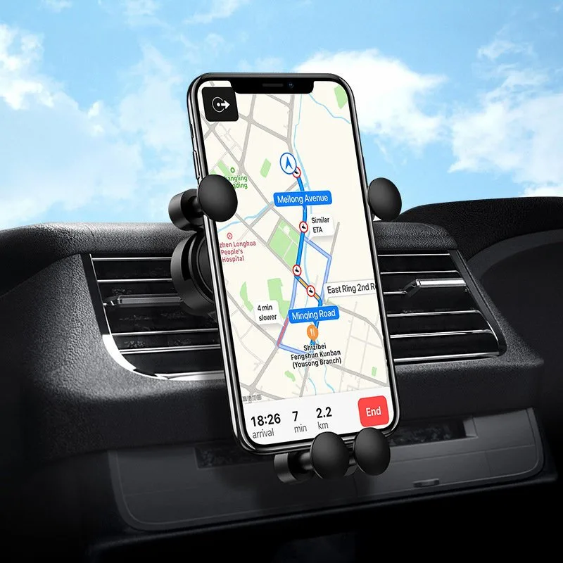 Gravitációs autós telefon tartó szellőzőnyíláshoz, fekete 5