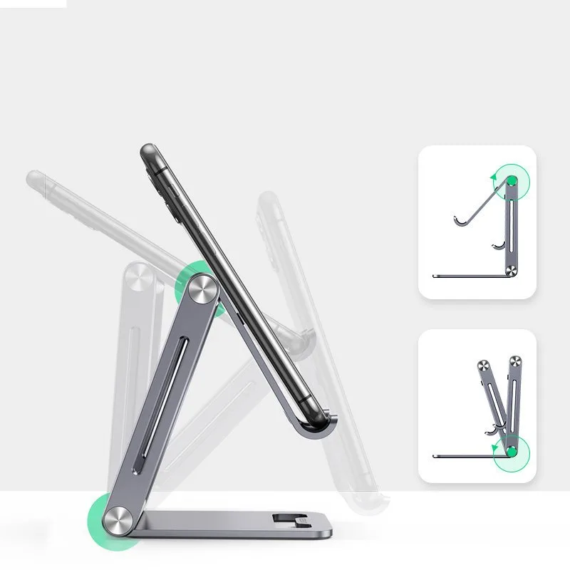 Erős, összecsukható fém alumínium telefon- és tabletállvány, szürke 4