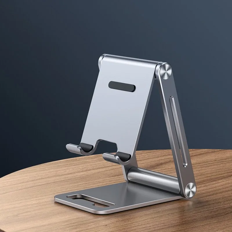 Erős, összecsukható fém alumínium telefon- és tabletállvány, szürke 8