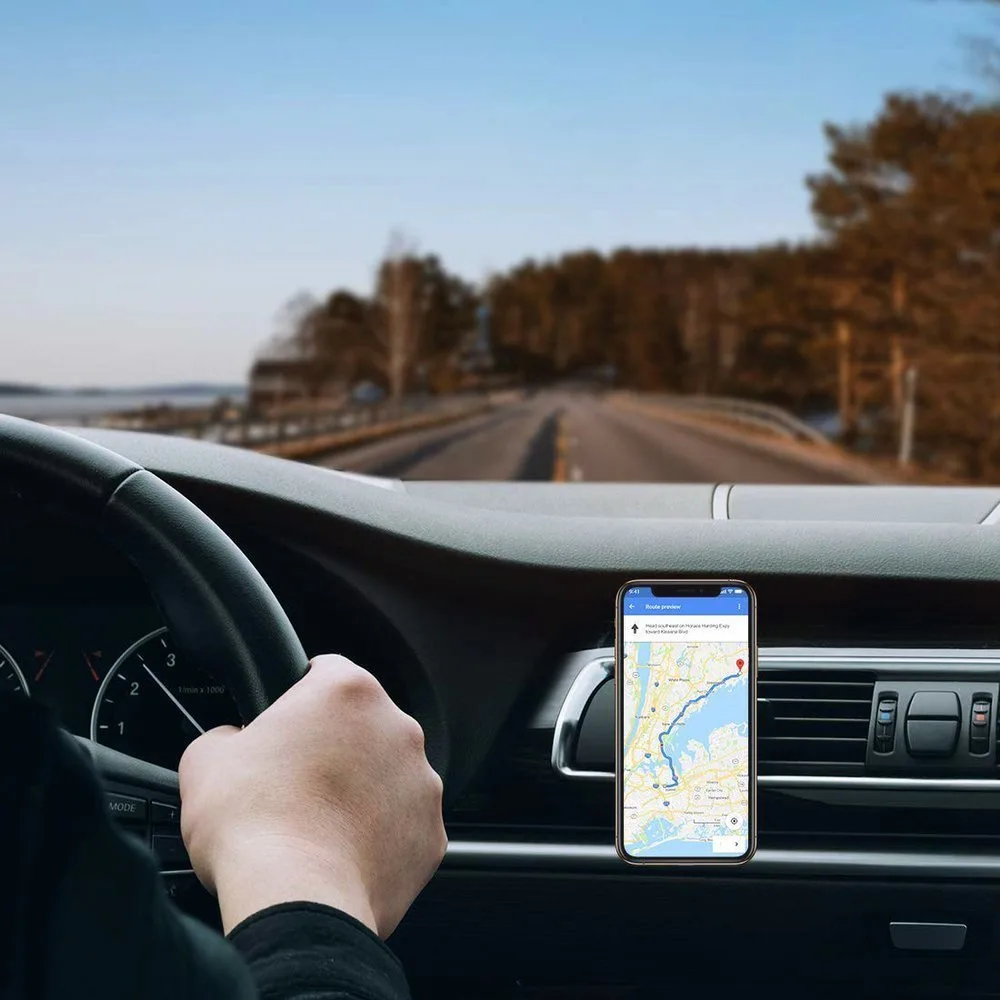 Fekete mágneses telefon tartó az autó hűtőrácsára 11
