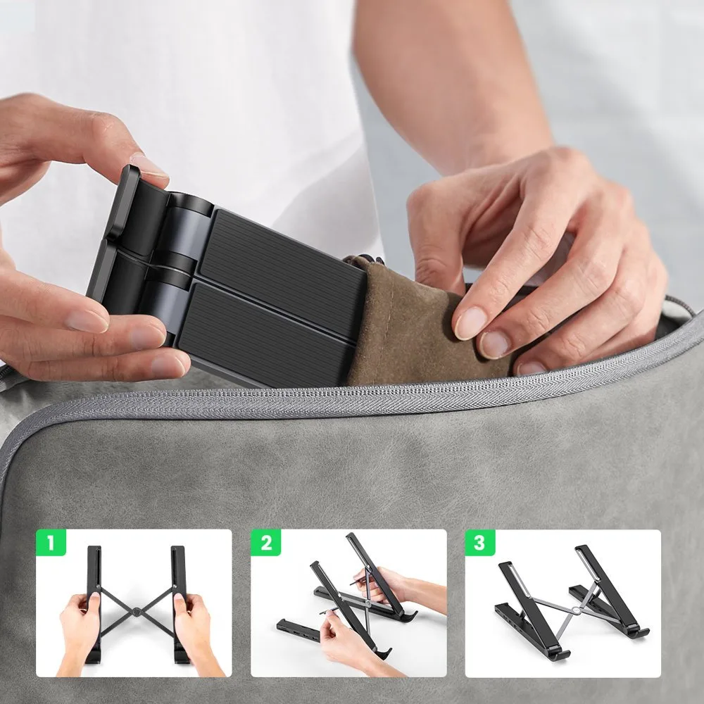 X-Kit sklopivi stalak za laptop + USB-C hub, USB, HDMI, čitač SD kartica, microSD, crna 5