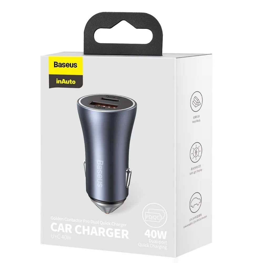 Golden Contactor Pro 40W USB-C + USB Fast Car Charger, Gray 5