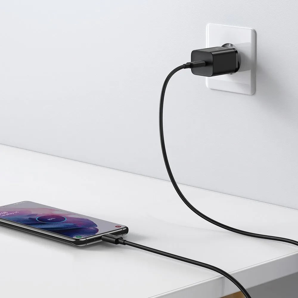 Super Si QC PD 25 W 3 A gyors fali töltő + 1 m-es fekete USB-C kábel 10