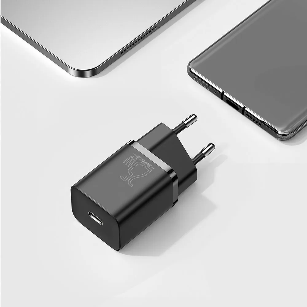 Super Si QC PD 25 W 3 A gyors fali töltő + 1 m-es fekete USB-C kábel 11