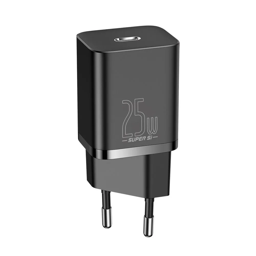 Super Si QC PD 25 W 3 A gyors fali töltő + 1 m-es fekete USB-C kábel 7