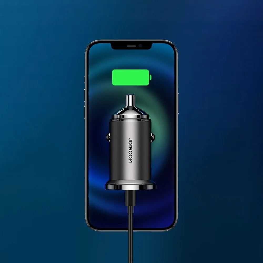 Szybka ładowarka samochodowa USB-C USB 45W 5A PD QC 3.0 AFC SCP szary 2