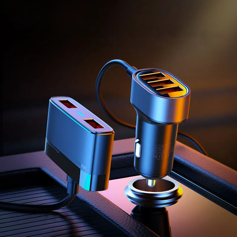 5x USB 6,2 A Schnellladegerät für das Auto mit Verlängerungskabel, schwarz 10
