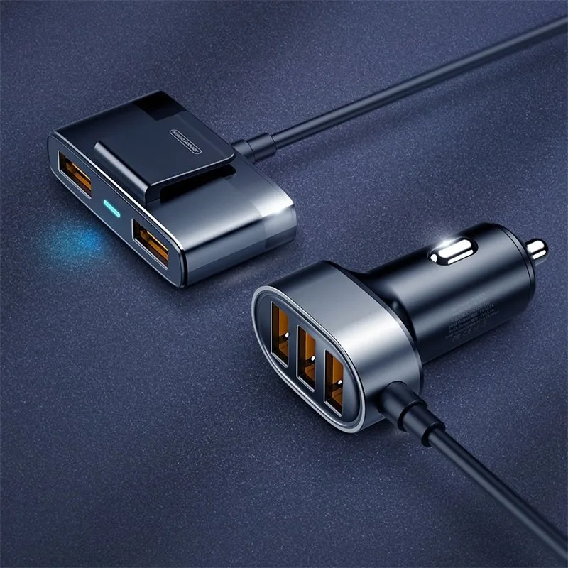 5x USB 6,2 A Schnellladegerät für das Auto mit Verlängerungskabel, schwarz 7