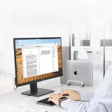Függőleges állvány, tartó és talp MacBookhoz, laptophoz vagy táblagéphez – alumínium, ezüst 7