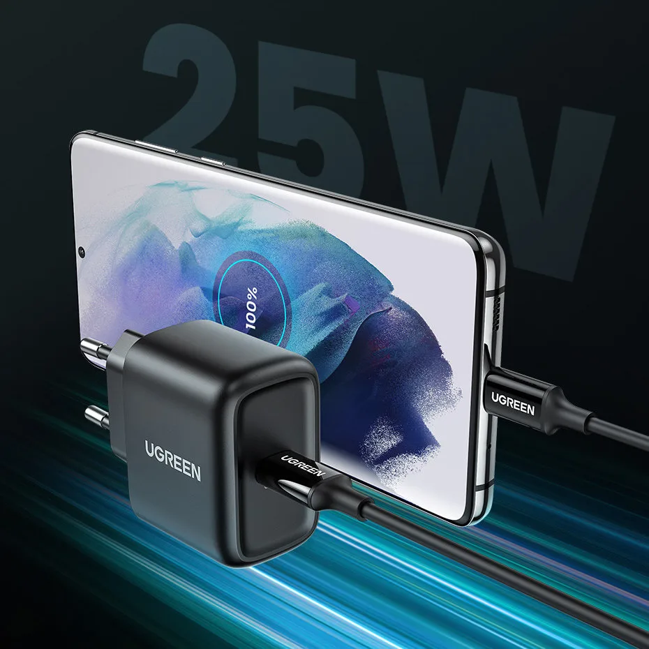 25W PD USB-C zidni punjač + 2m crni USB-C kabel 10