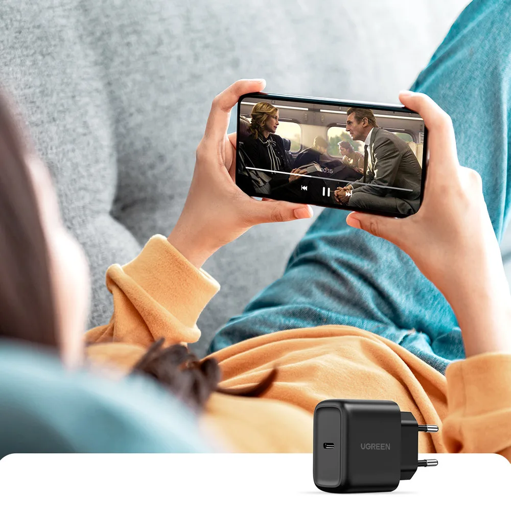 25W PD USB-C zidni punjač + 2m crni USB-C kabel 7