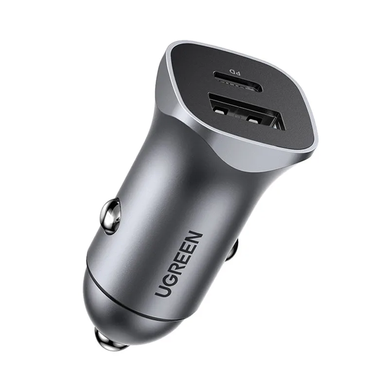 USB-C 24 W-os Power Delivery gyorstöltő autós töltő, szürke