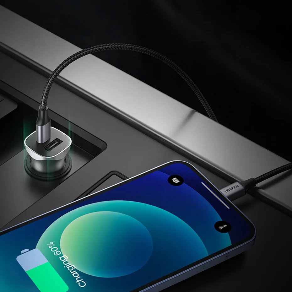 USB-C automobilski punjač za brzo punjenje, 24 W Power Delivery, sivi 10