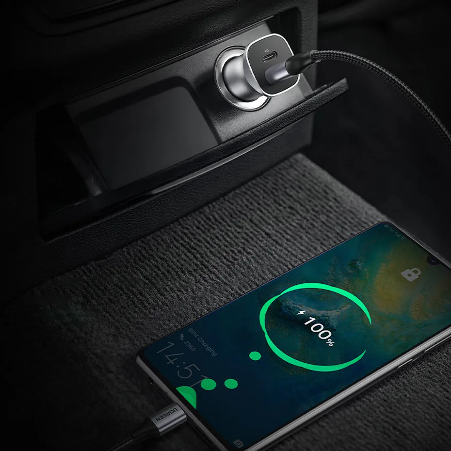 USB-C automobilski punjač za brzo punjenje, 24 W Power Delivery, sivi 11