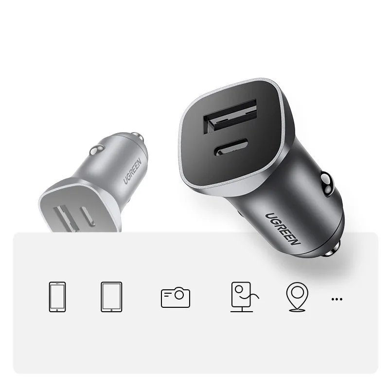 USB-C automobilski punjač za brzo punjenje, 24 W Power Delivery, sivi 6