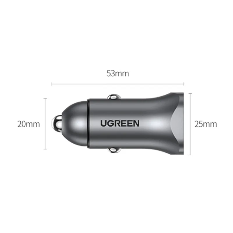 USB-C automobilski punjač za brzo punjenje, 24 W Power Delivery, sivi 7