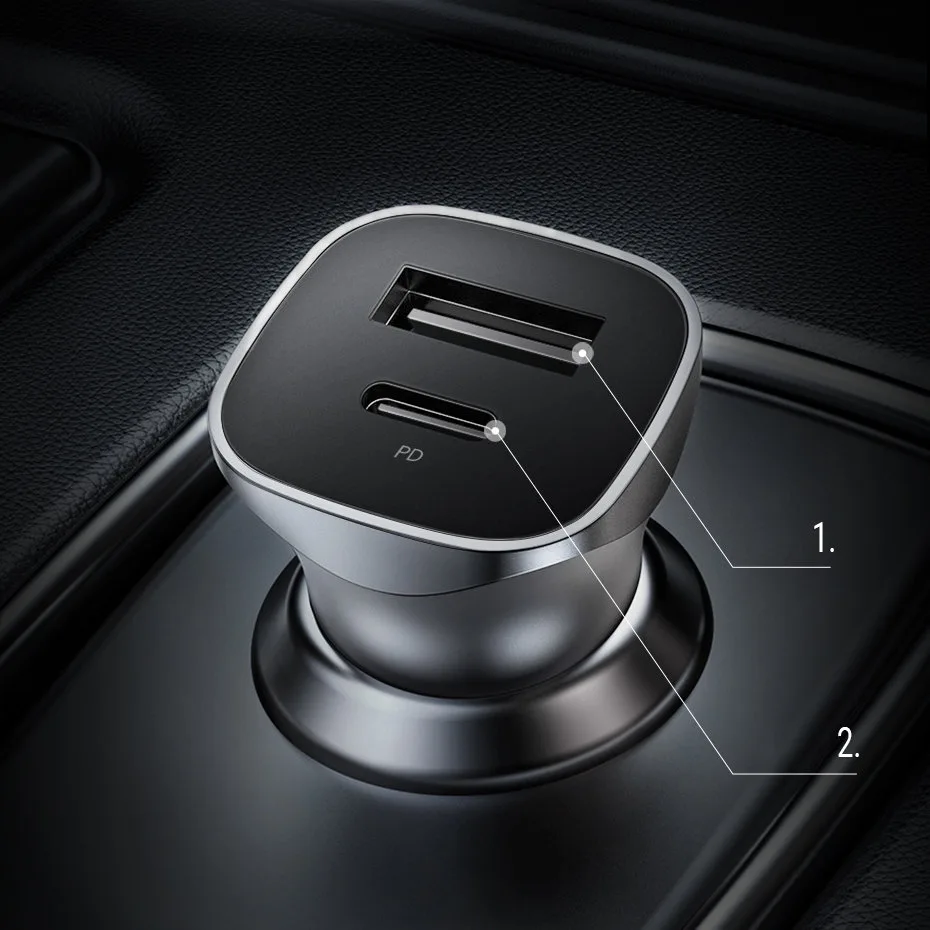 USB-C automobilski punjač za brzo punjenje, 24 W Power Delivery, sivi 8