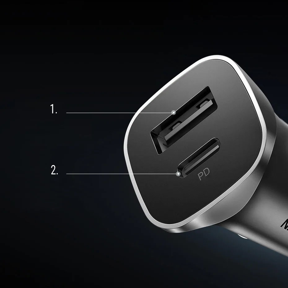 USB-C automobilski punjač za brzo punjenje, 24 W Power Delivery, sivi 9