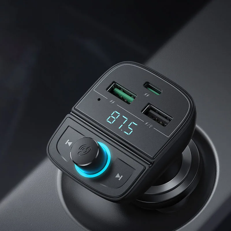 Transmiter FM MP3 Bluetooth 5.0 ładowarka samochodowa 3x USB TF microSD czarny 3
