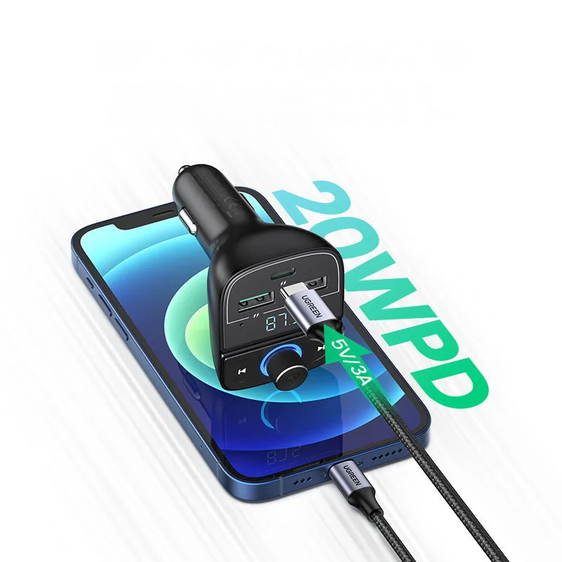 Transmiter FM MP3 Bluetooth 5.0 ładowarka samochodowa 3x USB TF microSD czarny 4