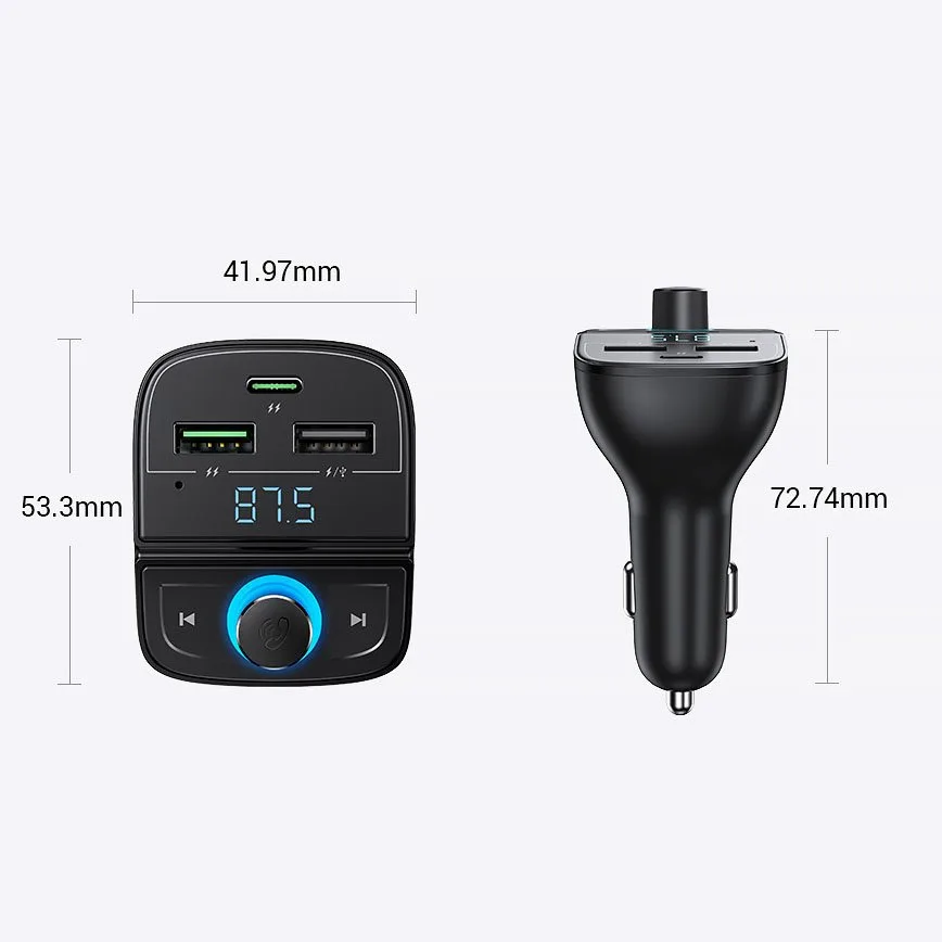 Transmiter FM MP3 Bluetooth 5.0 ładowarka samochodowa 3x USB TF microSD czarny 9