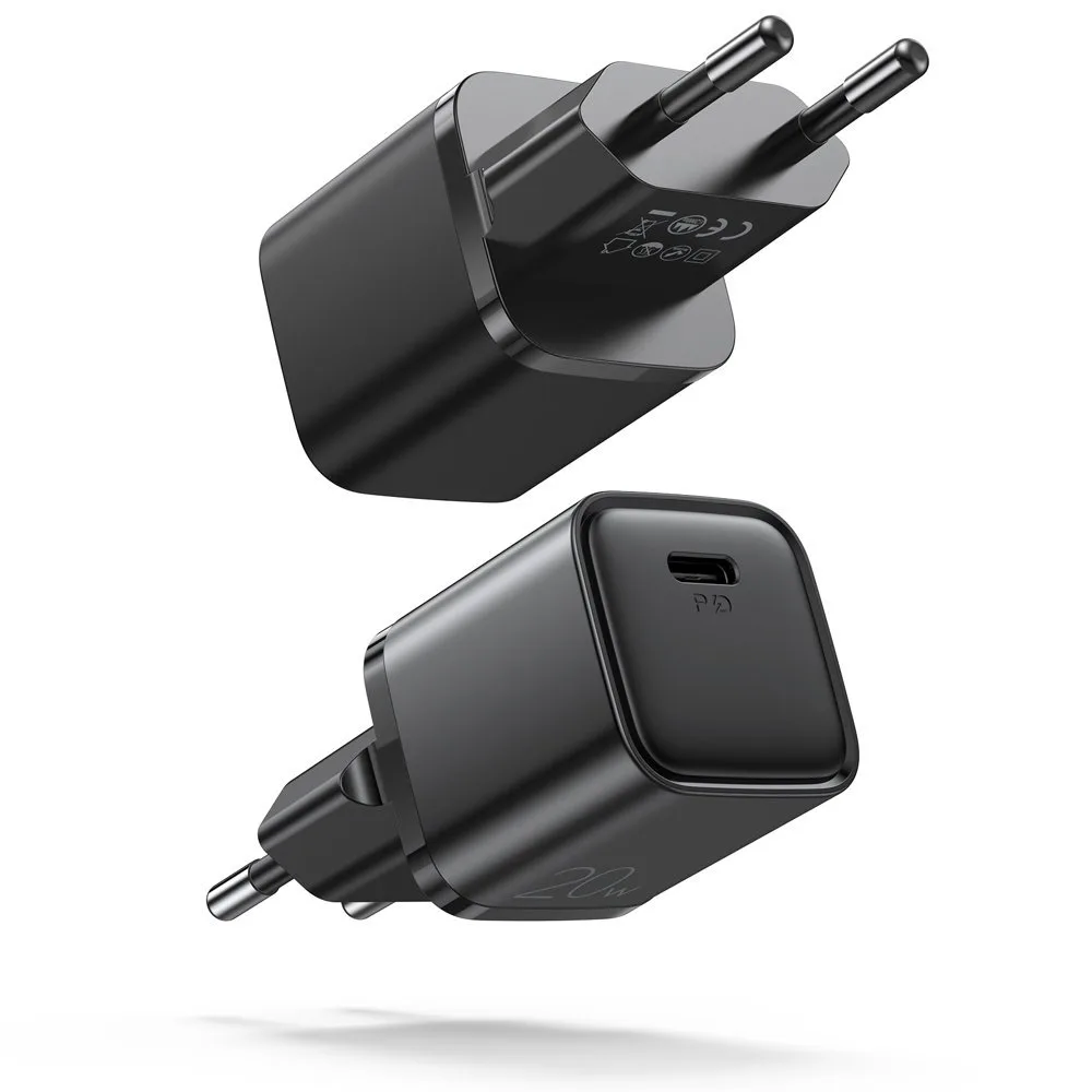 USB-C 20 W Power Delivery Quick Charge 3.0 AFC gyors fali töltő, fekete