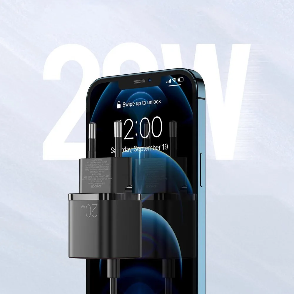 USB-C 20 W Power Delivery Quick Charge 3.0 AFC gyors fali töltő, fekete 2