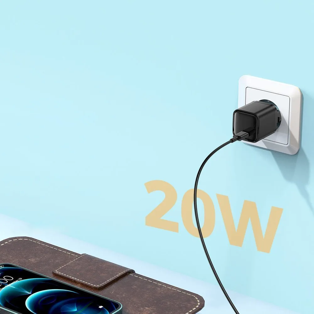 USB-C 20 W Power Delivery Quick Charge 3.0 AFC gyors fali töltő, fekete 4