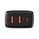 Kompakt gyors AC töltő 2x USB USB-C 30 W 3 A PD QC fekete 4