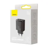 Kompakt gyors AC töltő 2x USB USB-C 30 W 3 A PD QC fekete 5