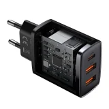 Kompakt gyors AC töltő 2x USB USB-C 30 W 3 A PD QC fekete 7