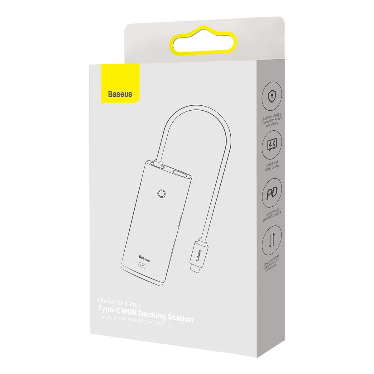 HUB multifuncțional seria Lite USB-C 2x USB PD HDMI SD/TF negru 5