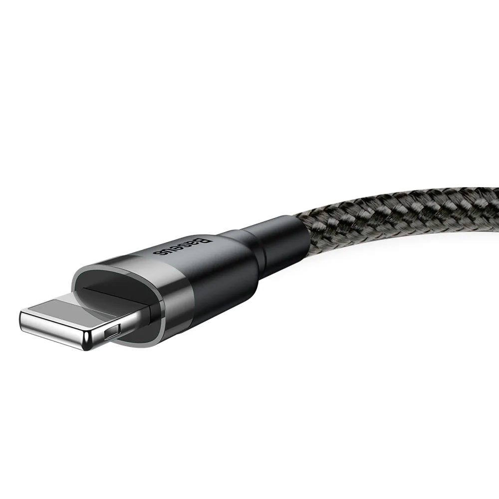 Cablu împletit rezistent pentru iPhone USB - Lightning QC3.0 2,4 A 1 m negru-gri 2