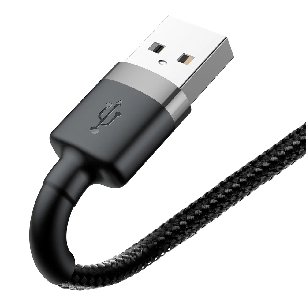Cablu împletit rezistent pentru iPhone USB - Lightning QC3.0 2,4 A 1 m negru-gri 3