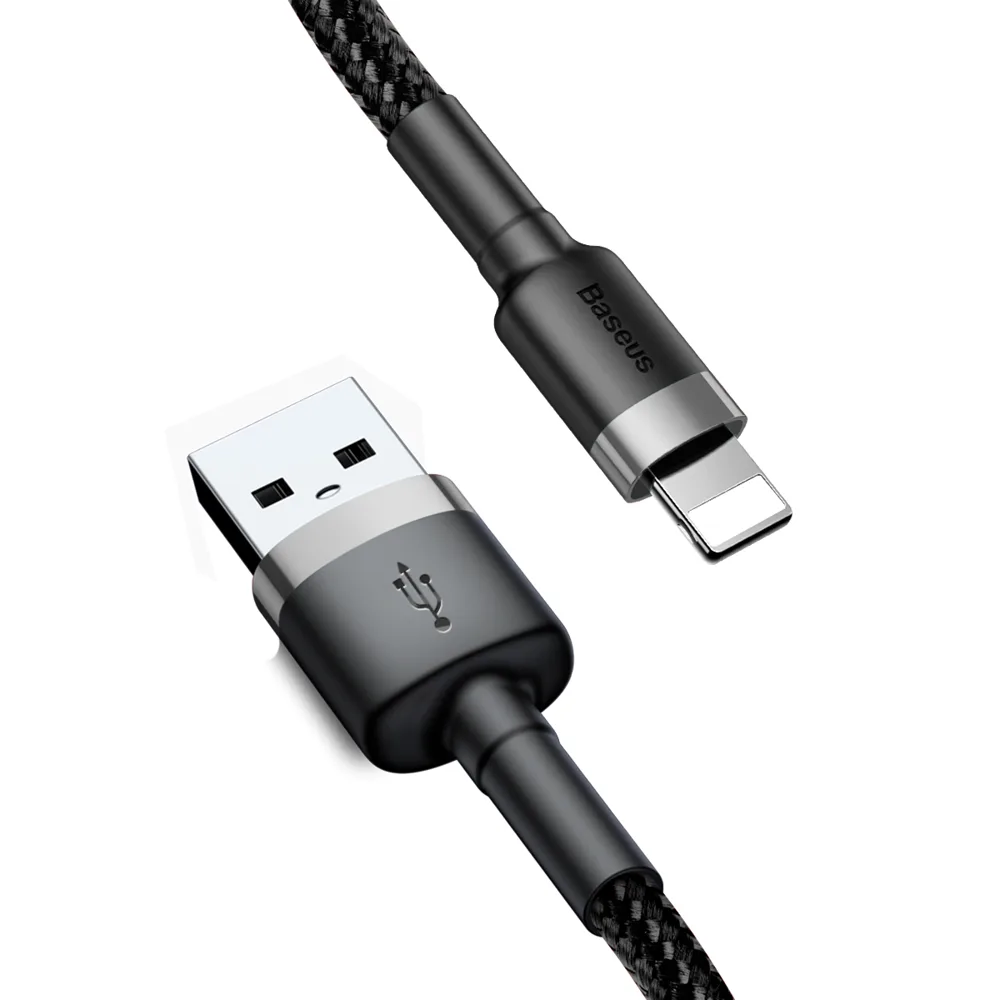 Cablu împletit rezistent pentru iPhone USB - Lightning QC3.0 2,4 A 1 m negru-gri 5