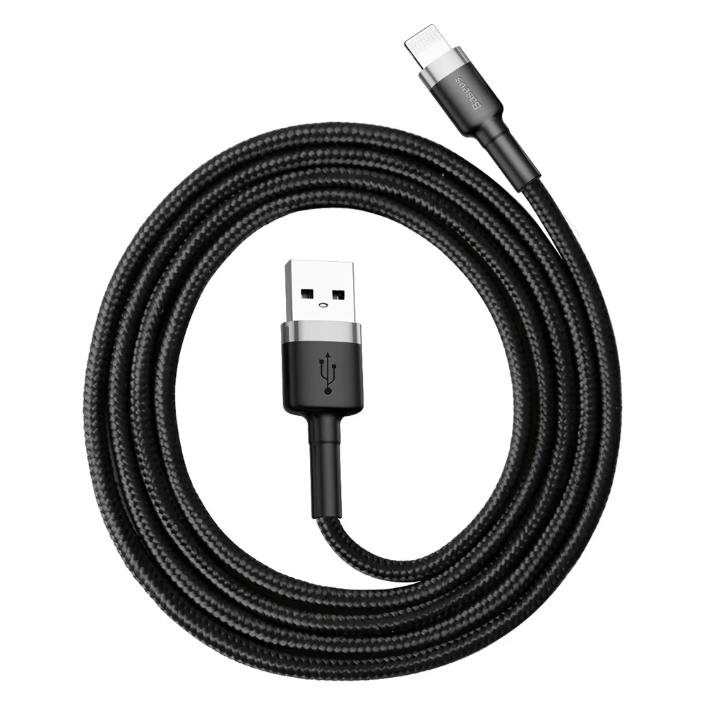 Cablu împletit rezistent pentru iPhone USB - Lightning QC3.0 2,4 A 1 m negru-gri 6