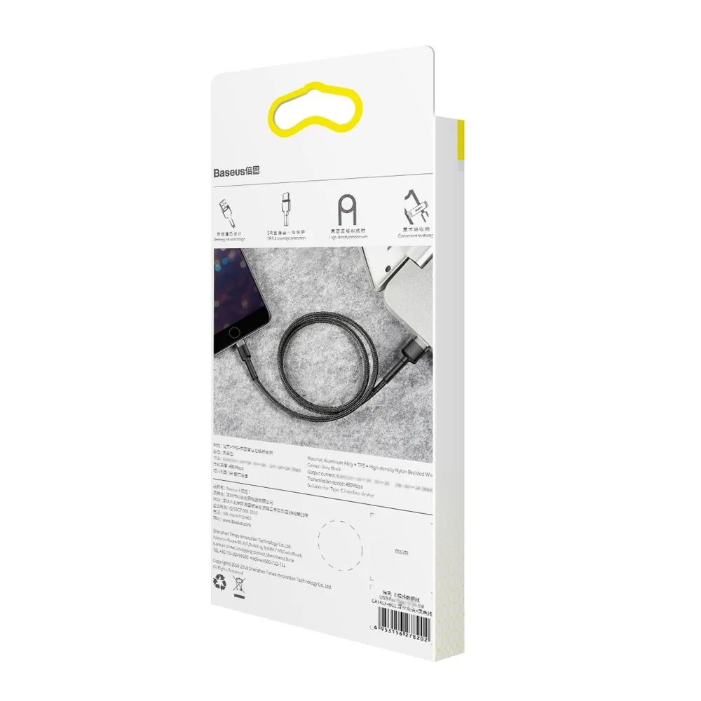 Cablu împletit rezistent pentru iPhone USB - Lightning QC3.0 2,4 A 1 m negru-gri 9