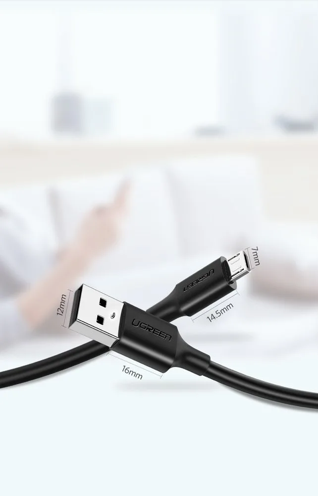 USB to micro USB cable, 2A, 1m, black 3