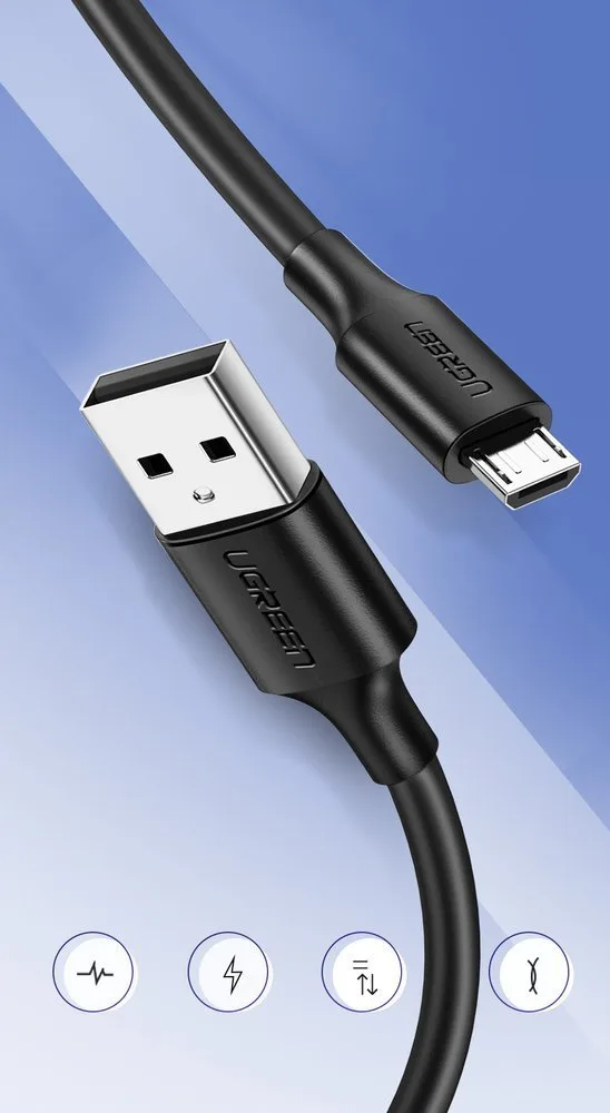 USB to micro USB cable, 2A, 1m, black 4