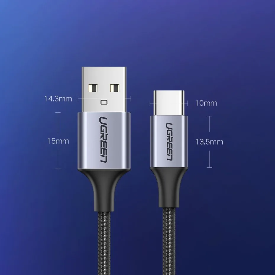 Kabel przewód w oplocie USB - USB-C Quick Charge 3.0 3A 0.5m szary 11