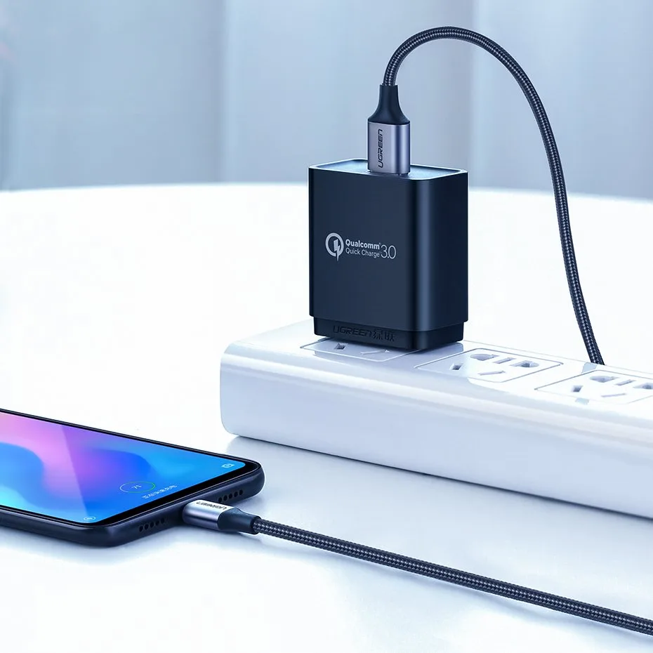 Kabel przewód w oplocie USB - USB-C Quick Charge 3.0 3A 0.5m szary 3
