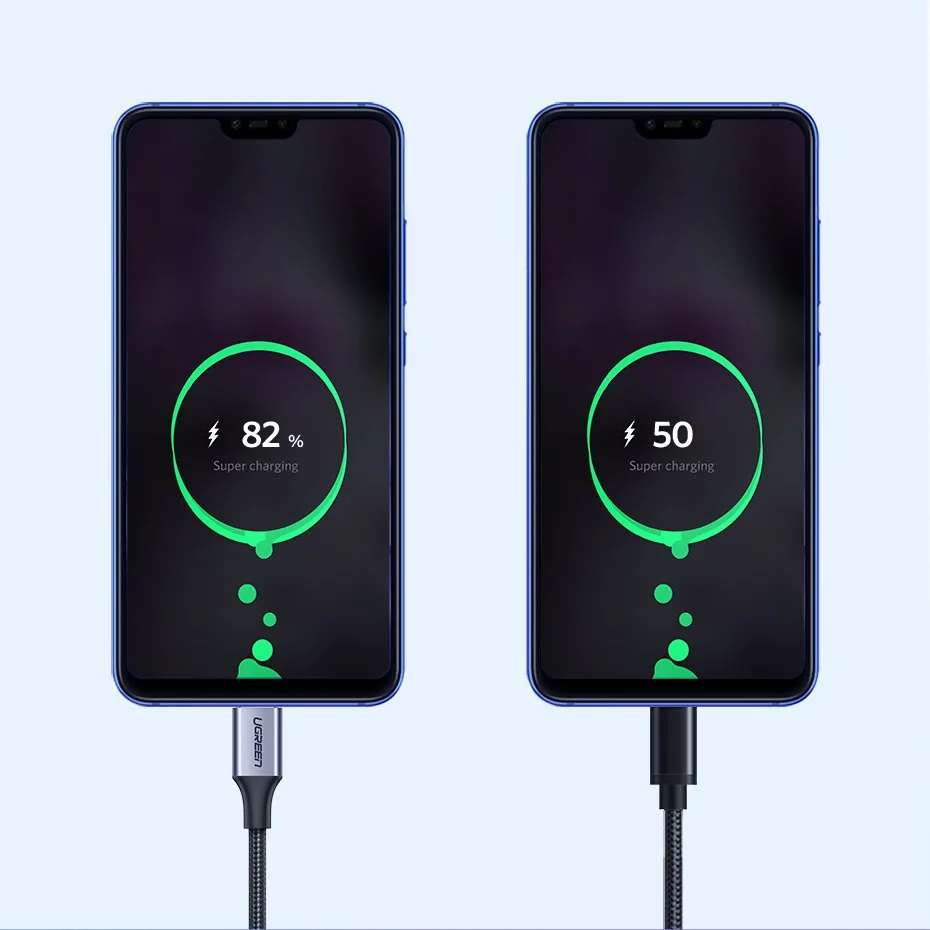 Kabel przewód w oplocie USB - USB-C Quick Charge 3.0 3A 0.5m szary 4
