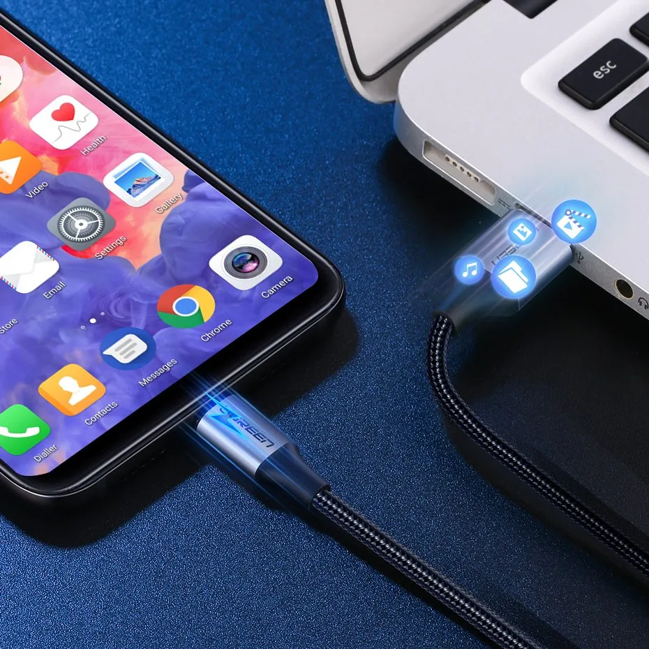 Kabel przewód w oplocie USB - USB-C Quick Charge 3.0 3A 0.5m szary 9