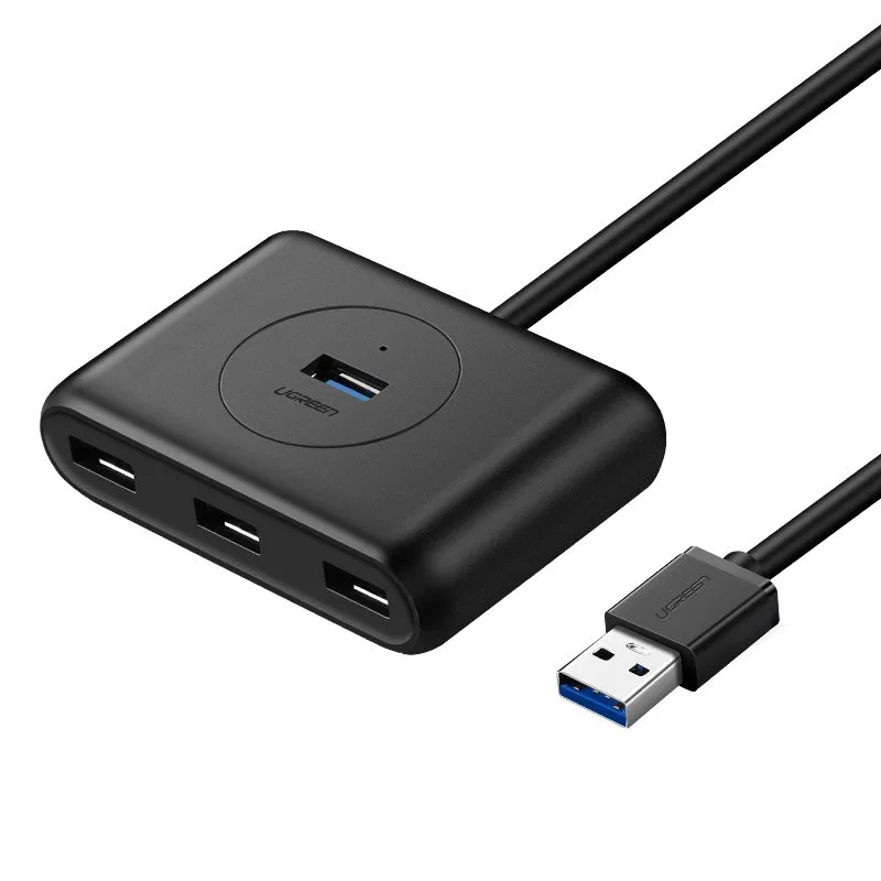 USB port elosztó 4x USB 3.2-hez, 0,5 m-es kábel, fekete