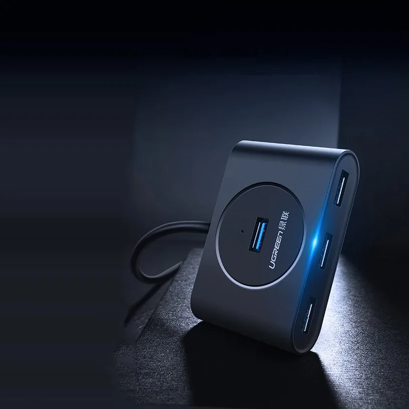 USB port elosztó 4x USB 3.2-hez, 0,5 m-es kábel, fekete