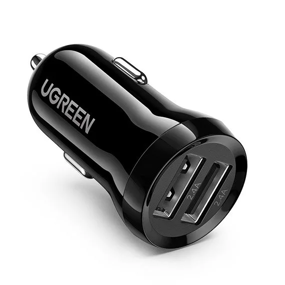 2x USB 24 W 4,8 A autós töltő, fekete