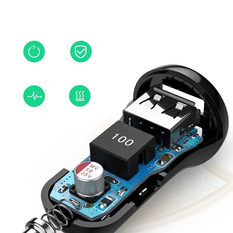 2x USB punjač za automobil 24W 4.8A, crni 5
