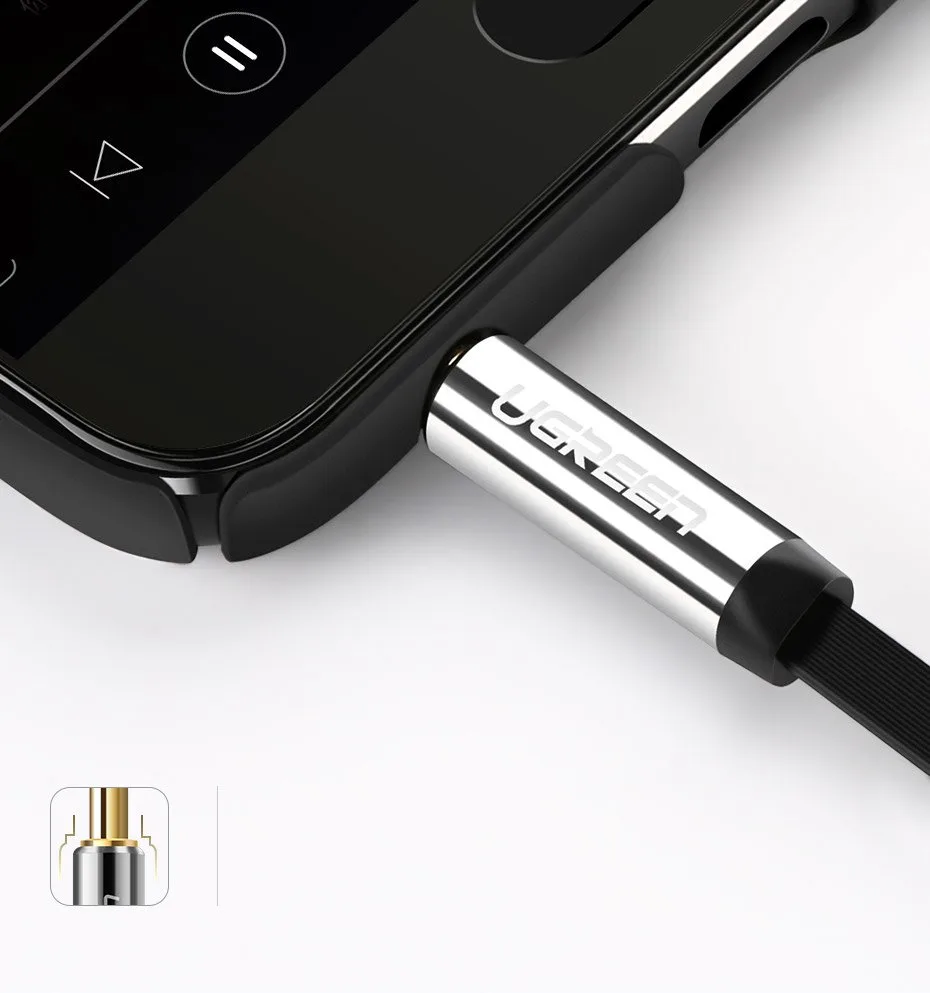 Płaski kabel przewód audio AUX 3.5mm mini jack 3m srebrny 10