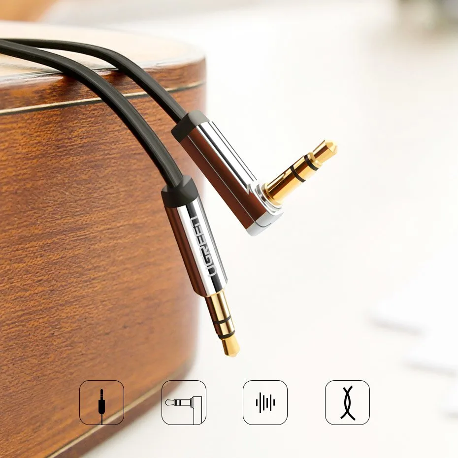 Płaski kabel przewód audio AUX 3.5mm mini jack 3m srebrny 2