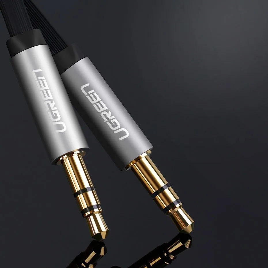 Płaski kabel przewód audio AUX 3.5mm mini jack 3m srebrny 6